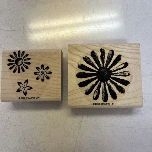 2006 Stampin-Up Rubber Stamp Kit, Looks Like Spring, 6 Stamps Floral Wood - Picture 7 of 8